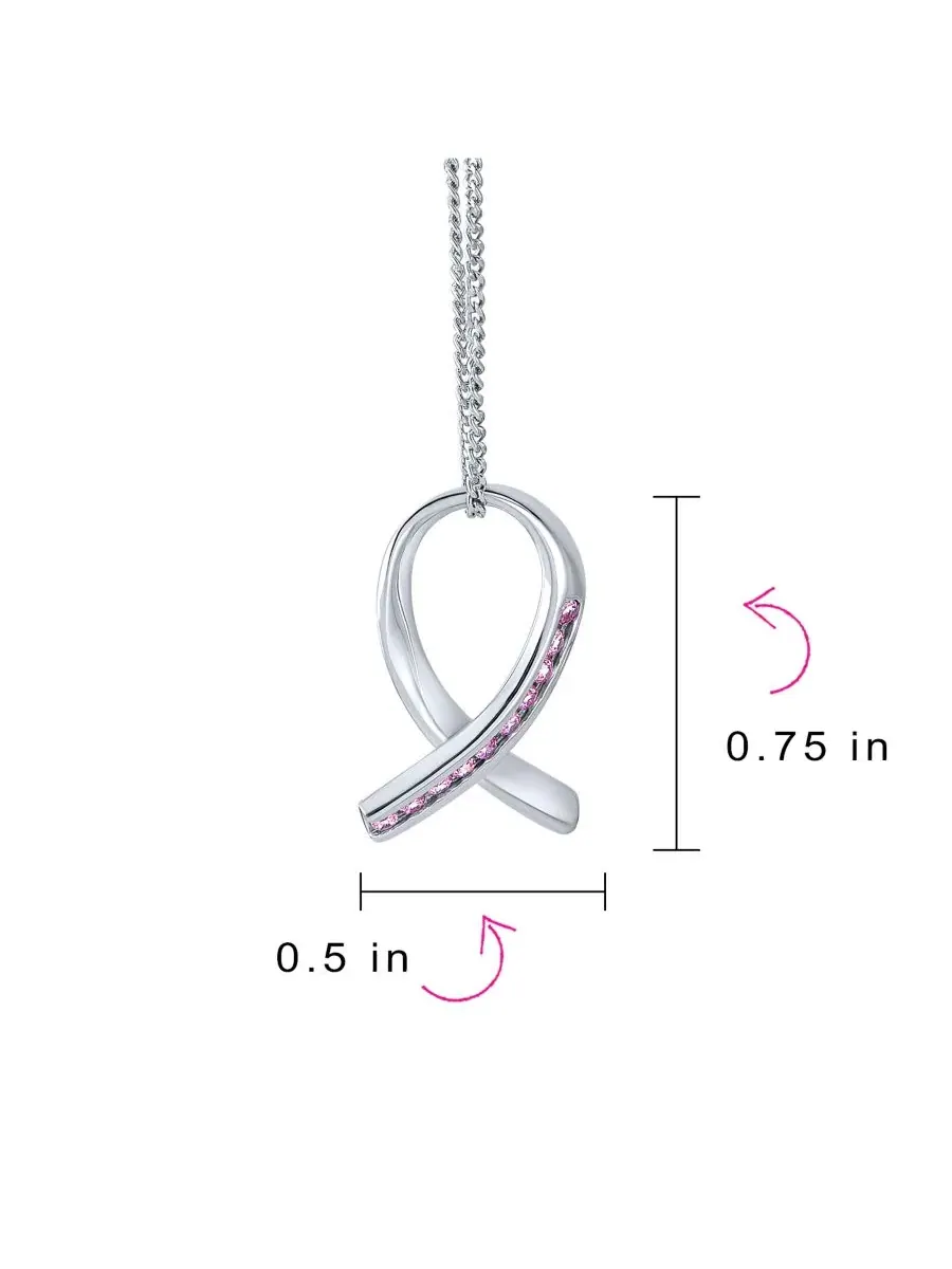 Кулон-подвеска с розовой лентой из стерлингового серебра, с фианитами, бренд Bling Jewelry — изображение 3 из 4