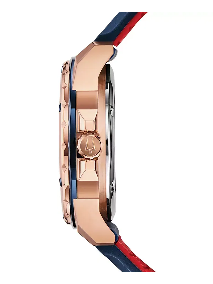 Мужские автоматические часы Marine Star с синим силиконовым ремешком, 45 мм Bulova — изображение 3 из 7, оттенок синий/синий