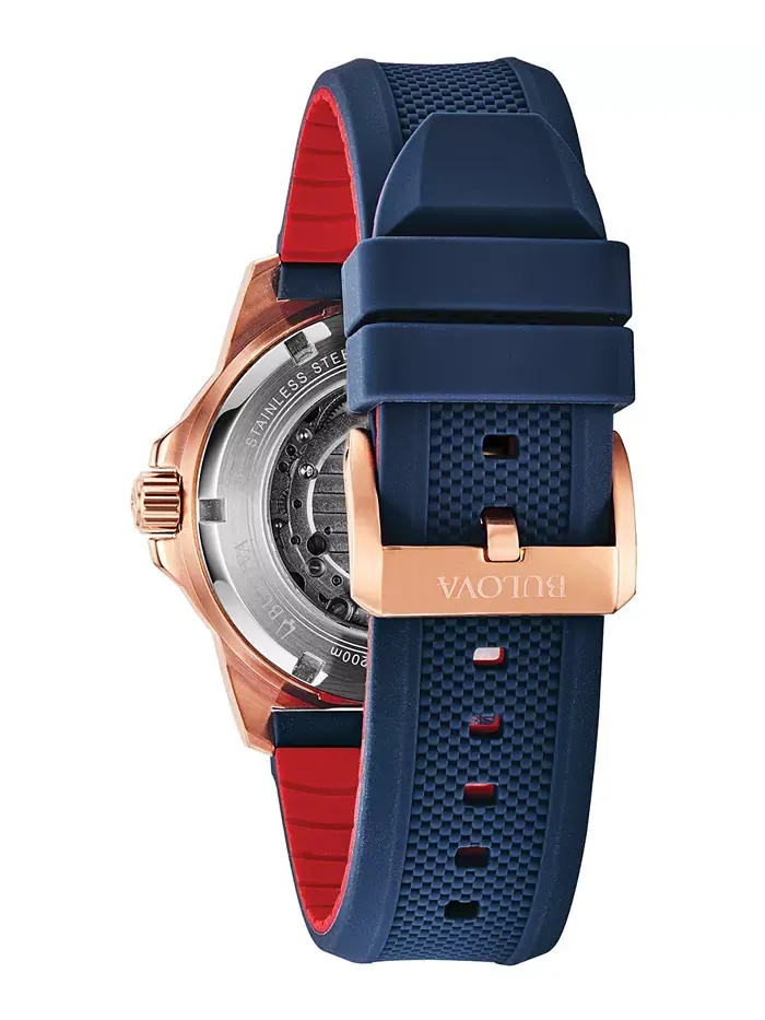 Мужские автоматические часы Marine Star с синим силиконовым ремешком, 45 мм Bulova — изображение 4 из 7, оттенок синий/синий