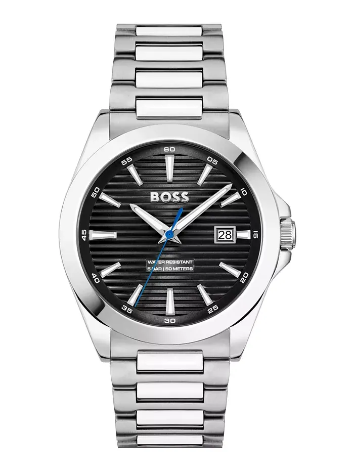 Мужские часы Strike Quartz Basic Calendar из нержавеющей стали, 41 мм Hugo Boss — изображение 1 из 3