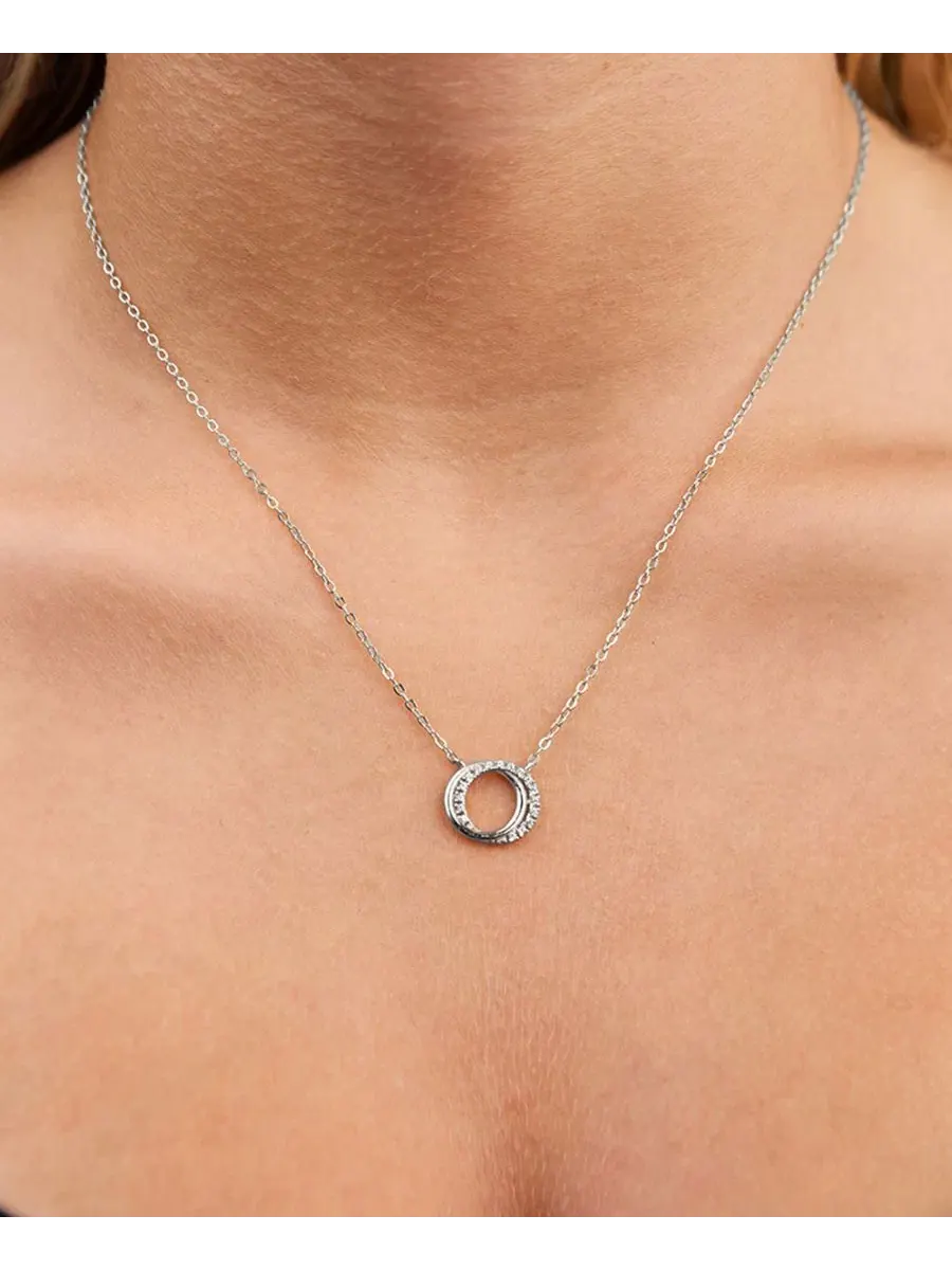 Подвески-колье с переплетающимися кругами из кубического циркония Sterling Forever — изображение 3 из 4, оттенок серебряный