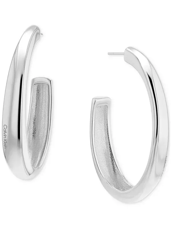 Серьги-Кольца средней длины Modern Purity, 1,97 дюйма Calvin Klein — изображение 1 из 3, оттенок серебряный