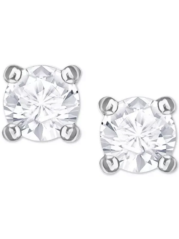Серьги-Гвоздики с кристаллами Swarovaki серебристого оттенка Swarovski — изображение 1 из 4, оттенок прозрачный