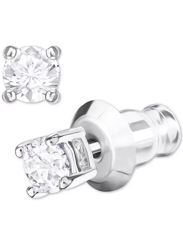 Серьги-Гвоздики с кристаллами Swarovaki серебристого оттенка Swarovski — изображение 2 из 4, оттенок прозрачный