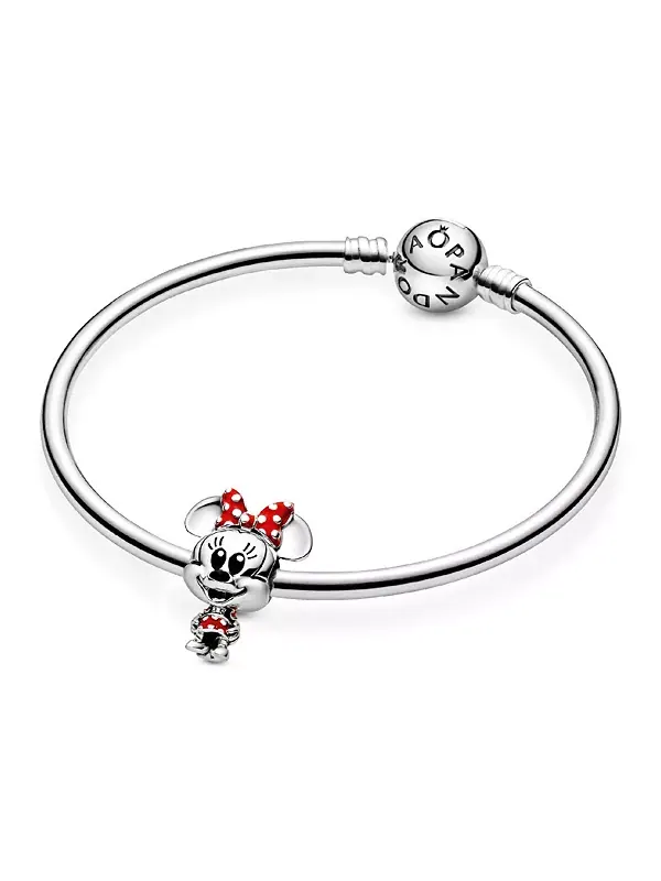 Серебряный брелок-бантик в горошек с Минни Маус от Disney Pandora — изображение 4 из 4, оттенок мульти