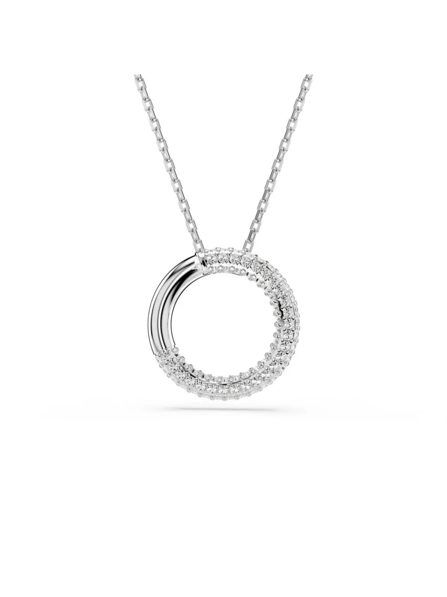Подвеска Dextera, паве, белый, колье с родиевым покрытием Swarovski — изображение 1 из 5, оттенок серебряный
