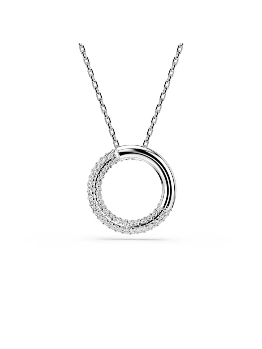 Подвеска Dextera, паве, белый, колье с родиевым покрытием Swarovski — изображение 4 из 5, оттенок серебряный