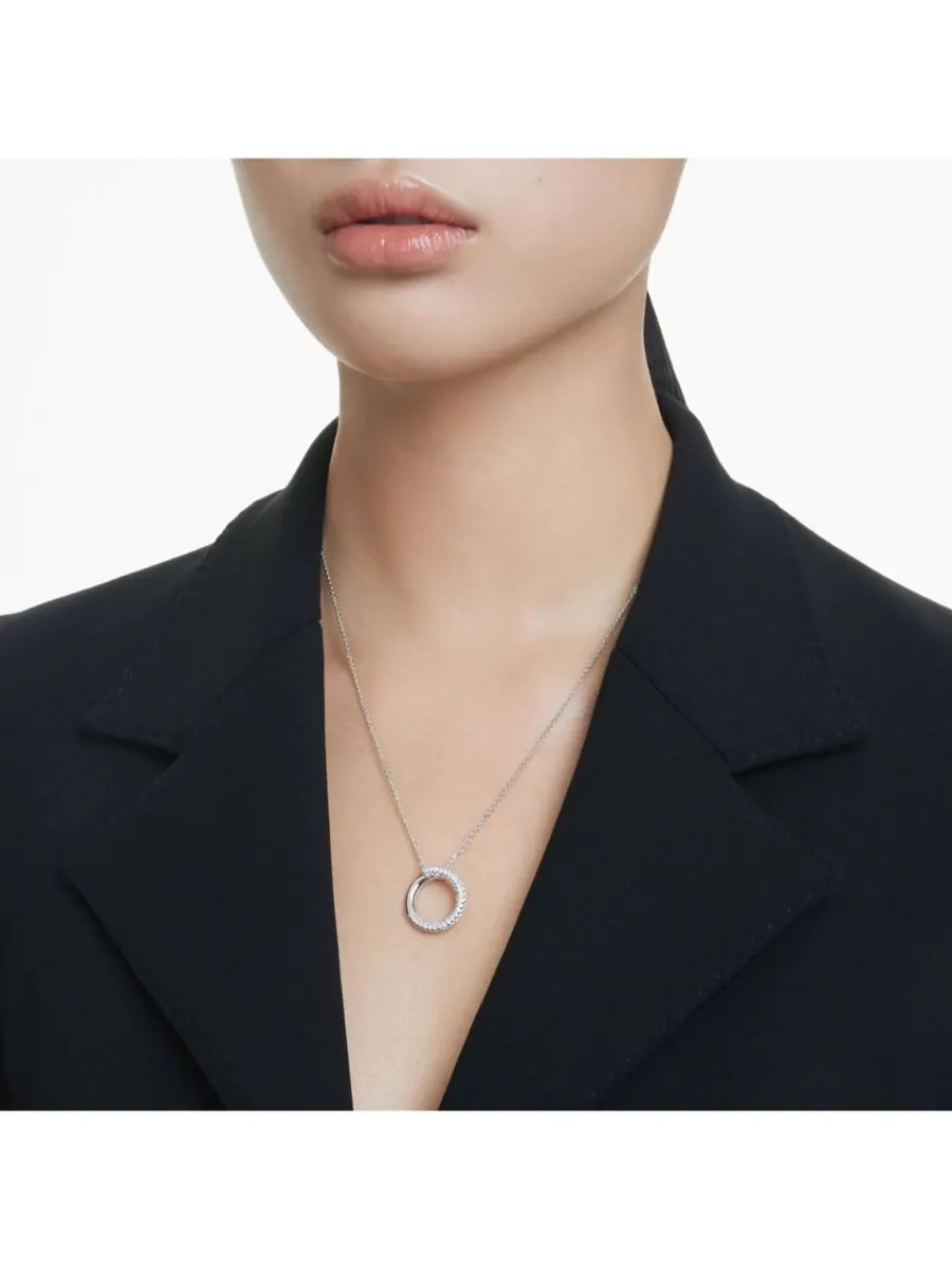 Подвеска Dextera, паве, белый, колье с родиевым покрытием Swarovski — изображение 5 из 5, оттенок серебряный
