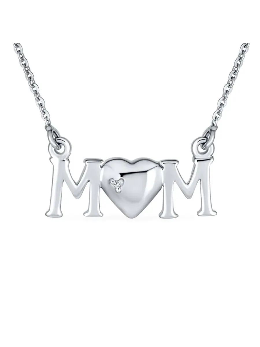 Кулон в форме сердца «Мама», цепочка для мамы из стерлингового серебра Bling Jewelry — изображение 1 из 4, оттенок серебряный