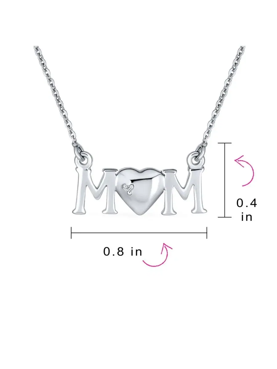 Кулон в форме сердца «Мама», цепочка для мамы из стерлингового серебра Bling Jewelry — изображение 2 из 4, оттенок серебряный