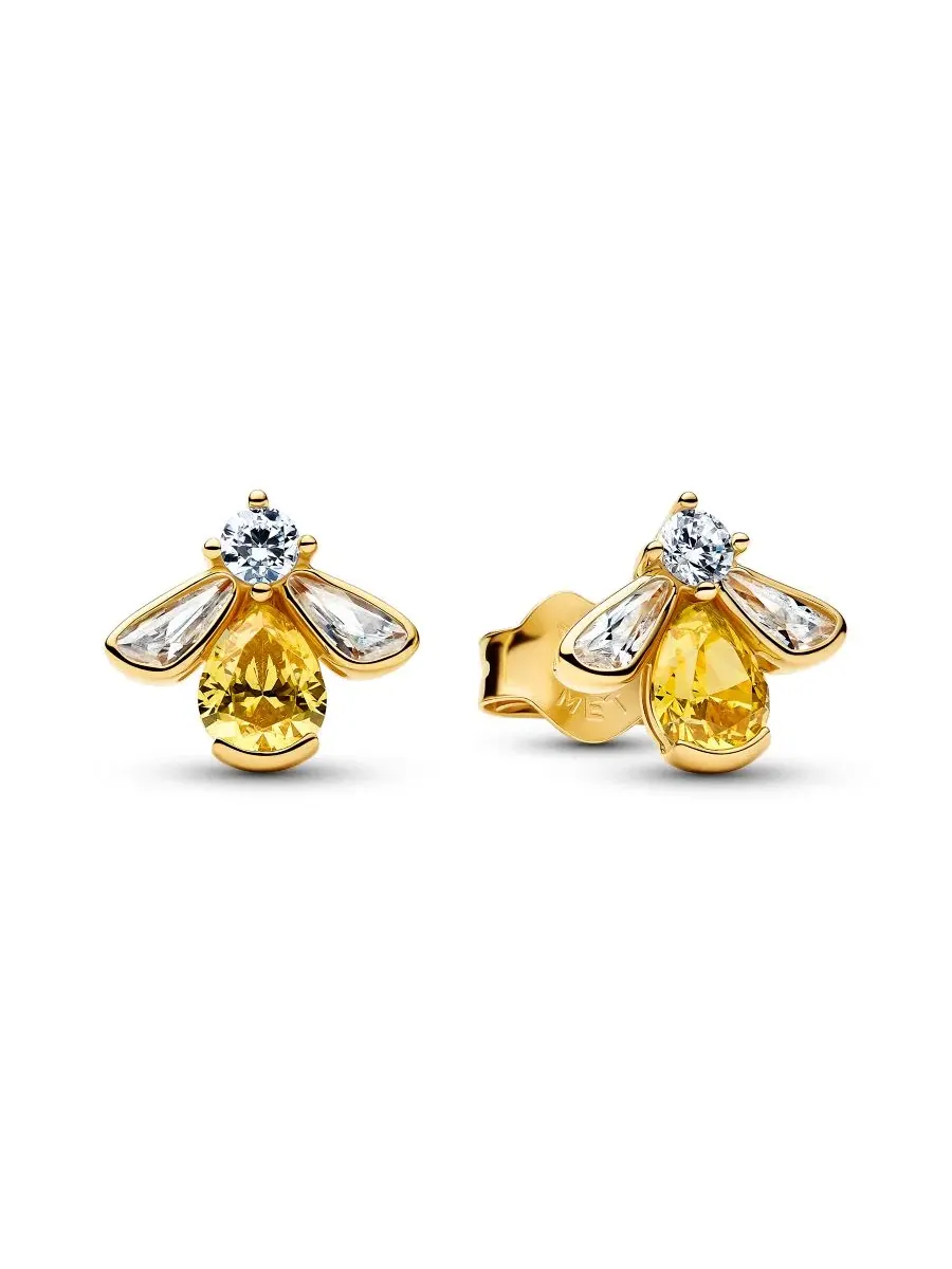 Серьги-гвоздики «Медовая пчела» Pandora — изображение 1 из 3, оттенок золотистый