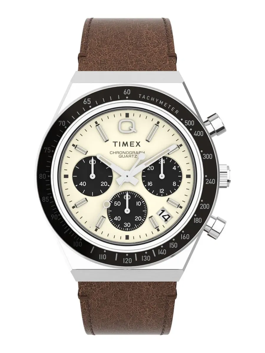 Мужские аналоговые часы с коричневым кожаным ремешком, 40 мм Timex