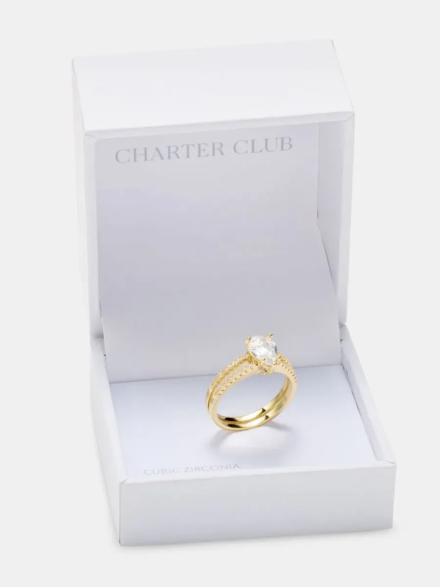 Кольцо с кубическим цирконием Charter Club — изображение 3 из 3, оттенок золото