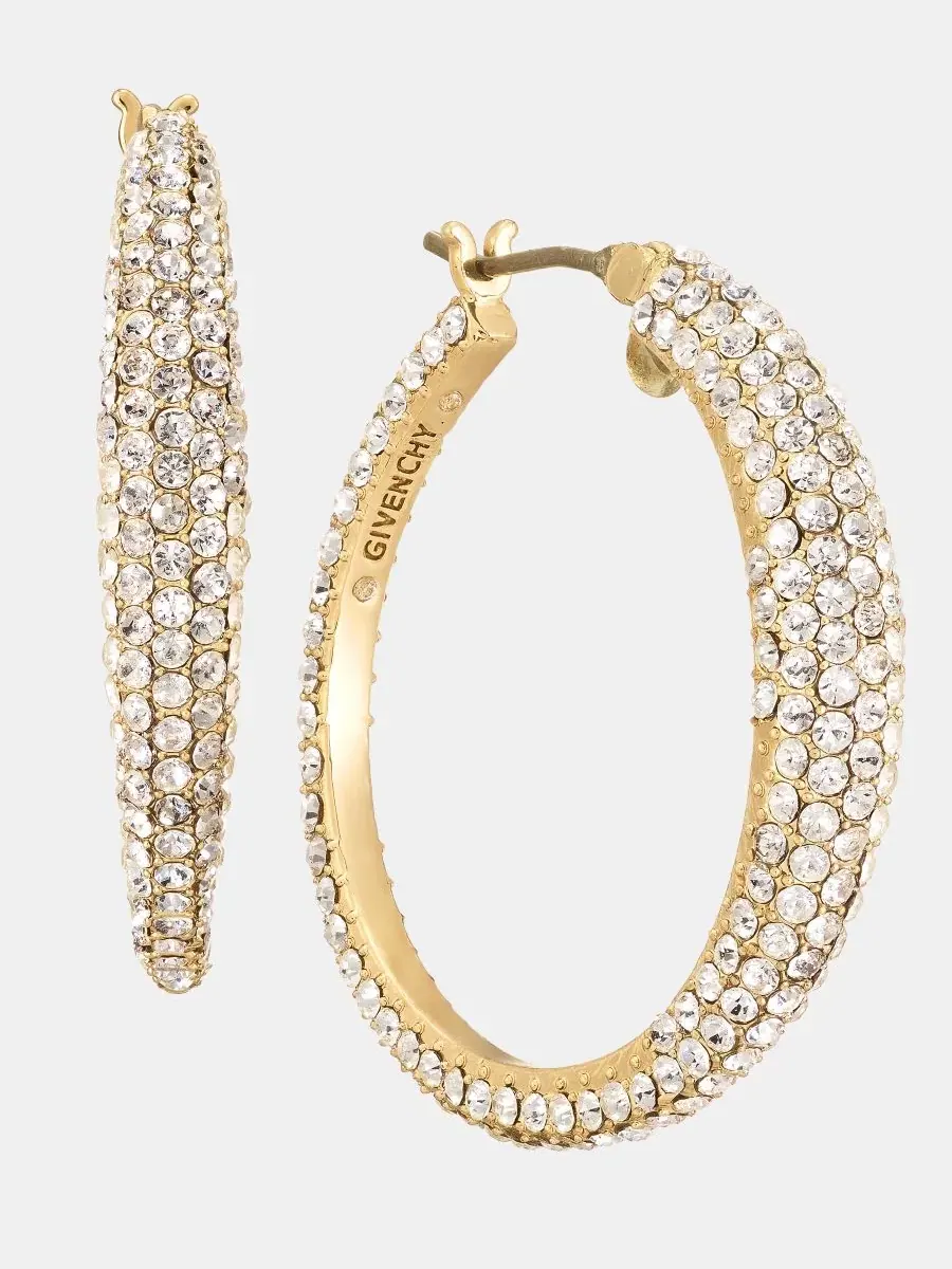 Маленькие серьги-кольца с паве, 2,5 см Givenchy — изображение 2 из 4, оттенок белый