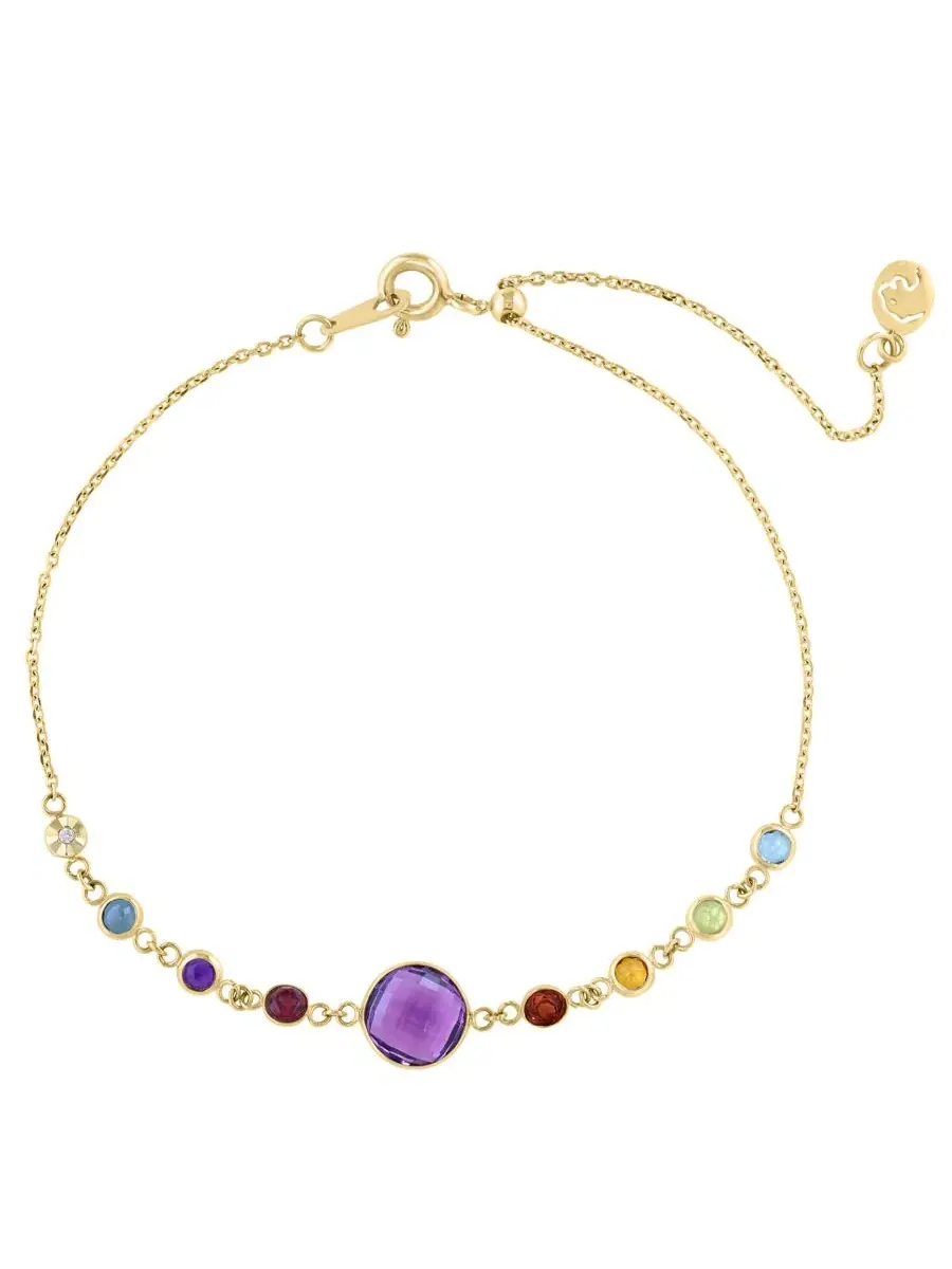 Браслет с мультигеммами и бриллиантами, 14K желтое золото EFFY Collection — изображение 1 из 3, оттенок желтый золотистый