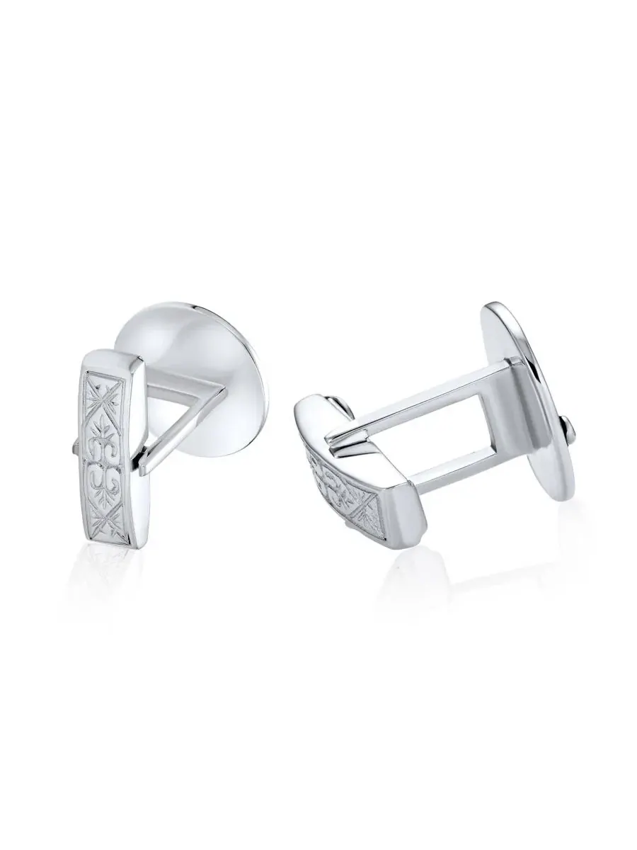 Запонки масонские с циркулем, синяя эмаль, .925 стерлинговое серебро Bling Jewelry — изображение 4 из 5, оттенок синий