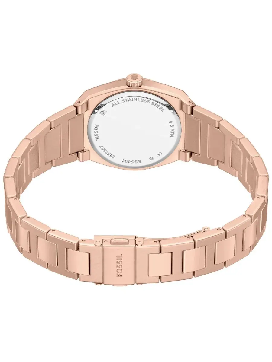 Женские часы Everett Three-Hand с браслетом из розового золота Fossil — изображение 4 из 5, оттенок розовый золотистый