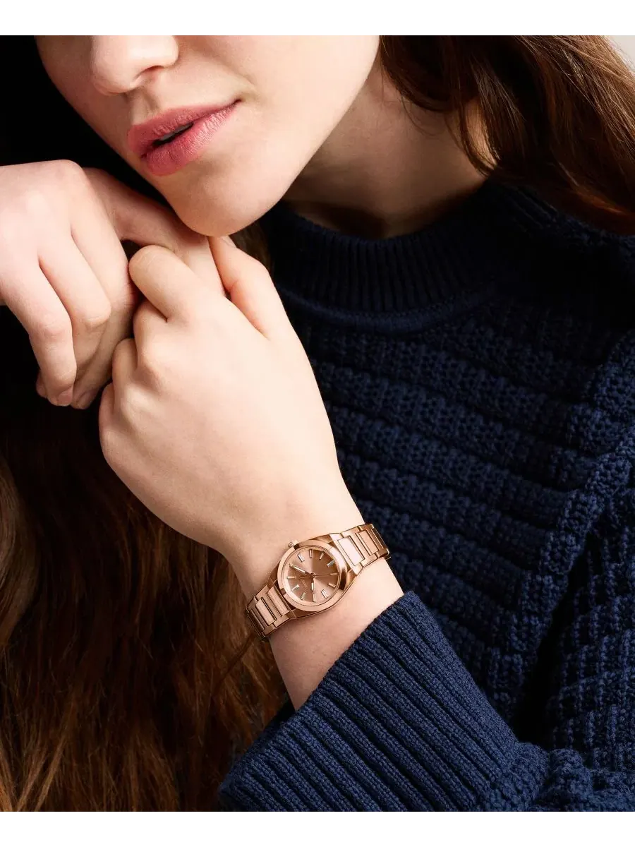 Женские часы Everett Three-Hand с браслетом из розового золота Fossil — изображение 5 из 5, оттенок розовый золотистый