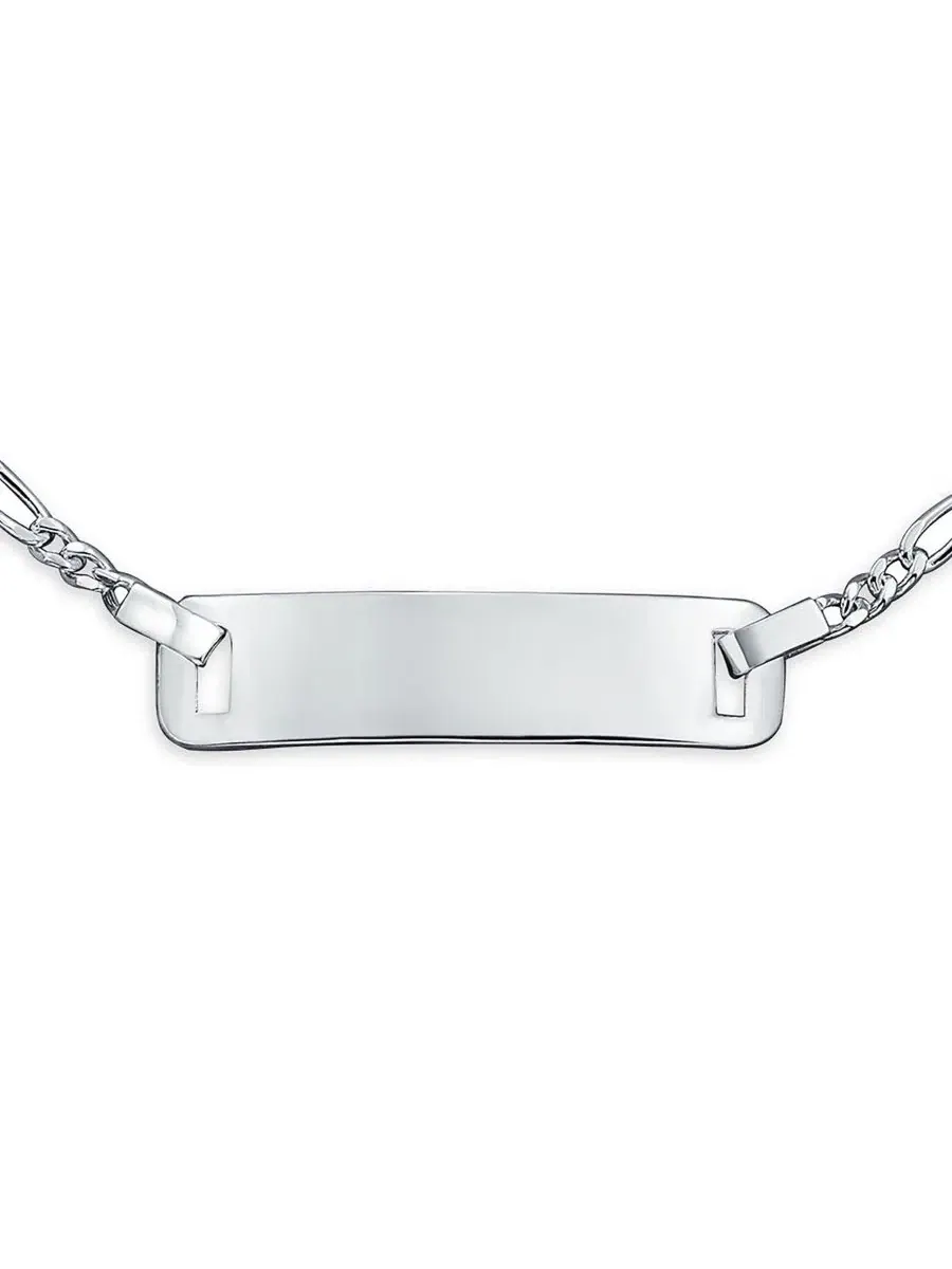Браслет для идентификации с гравировкой, цепочка Фигаро Bling Jewelry — изображение 2 из 5, оттенок серый