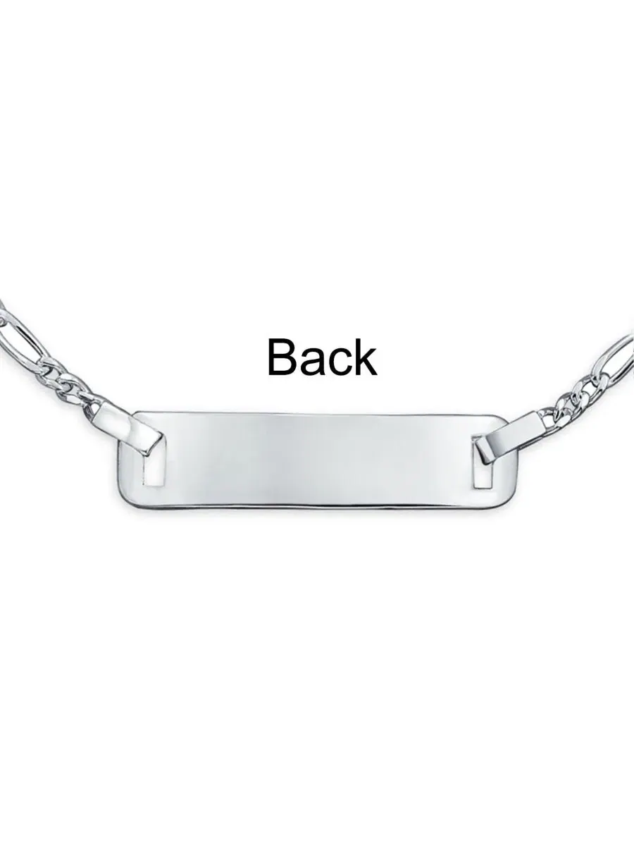 Браслет для идентификации с гравировкой, цепочка Фигаро Bling Jewelry — изображение 3 из 5, оттенок серый