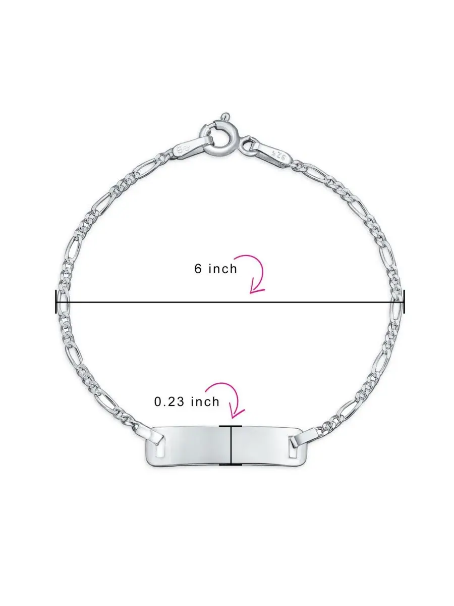 Браслет для идентификации с гравировкой, цепочка Фигаро Bling Jewelry — изображение 4 из 5, оттенок серый