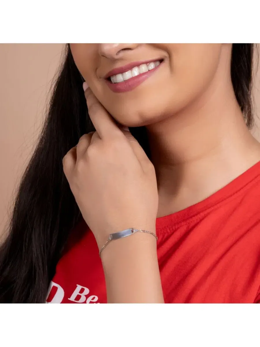 Браслет для идентификации с гравировкой, цепочка Фигаро Bling Jewelry — изображение 5 из 5, оттенок серый