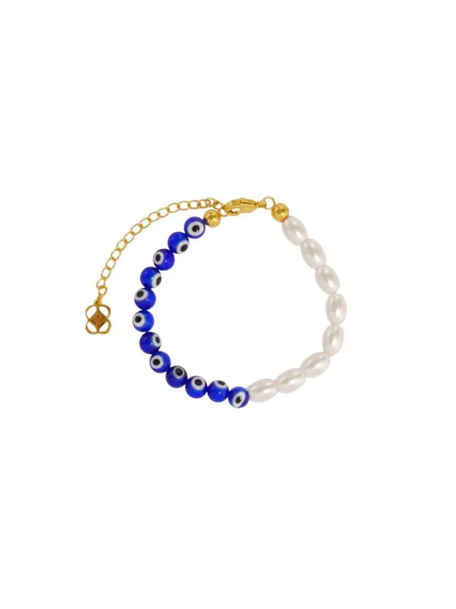 Браслет Mila Evil Eye and Pearl Beaded Ottoman Hands — изображение 1 из 9, оттенок золото