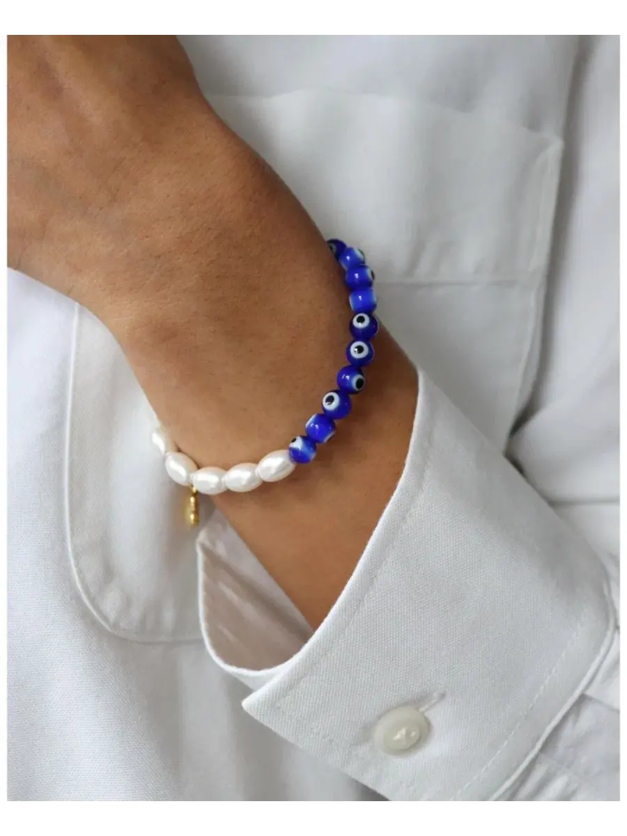 Браслет Mila Evil Eye and Pearl Beaded Ottoman Hands — изображение 3 из 9, оттенок золото