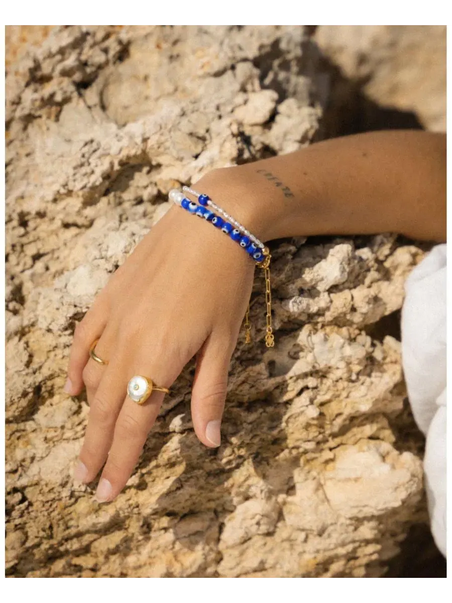 Браслет Mila Evil Eye and Pearl Beaded Ottoman Hands — изображение 6 из 9, оттенок золото
