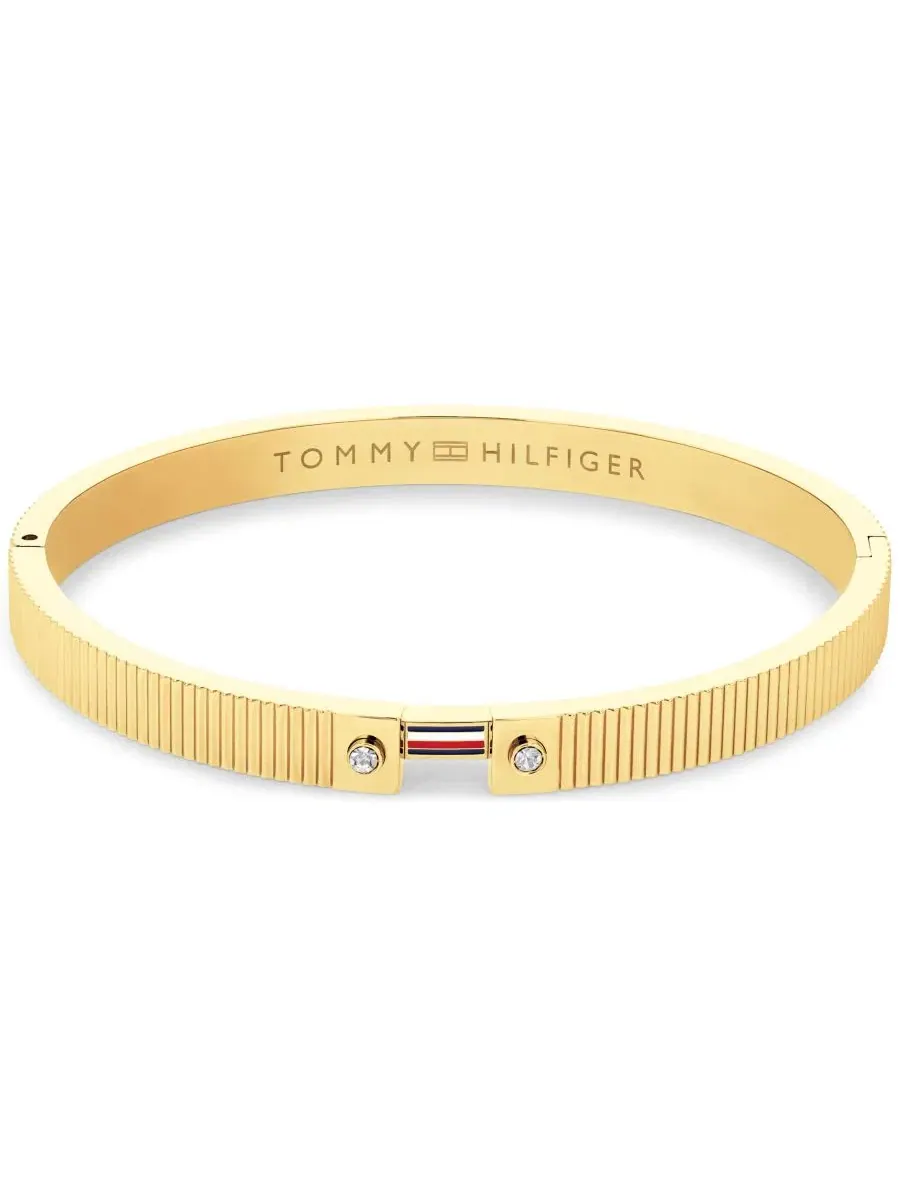 Браслет с флейтовой поверхностью и кристаллами Tommy Hilfiger