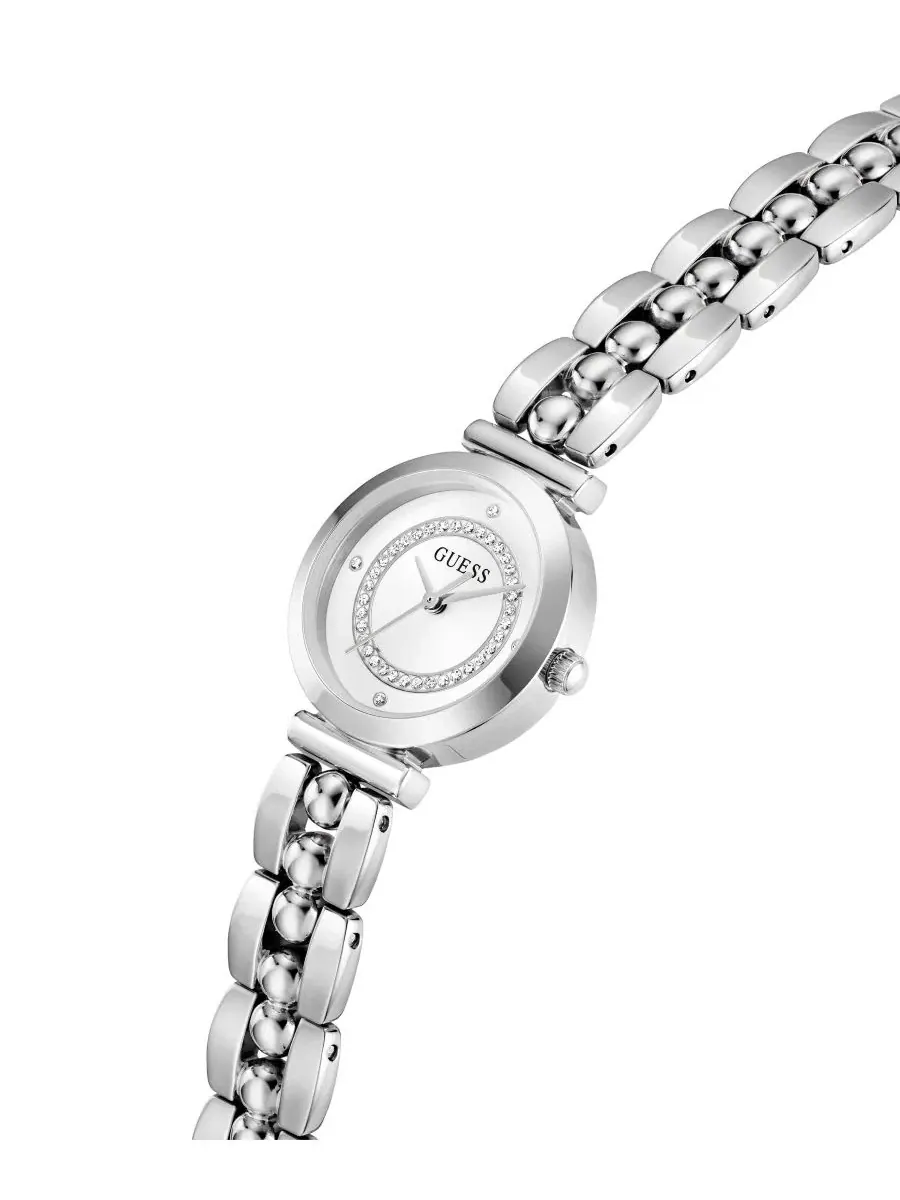 Женские часы с кварцевым механизмом, корпус из стали 26 мм GUESS — изображение 4 из 6, оттенок серебряный
