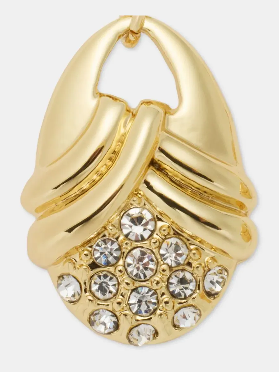 Серьги-подвески с текстурным овалом и кристаллами Anne Klein — изображение 4 из 4, оттенок белый