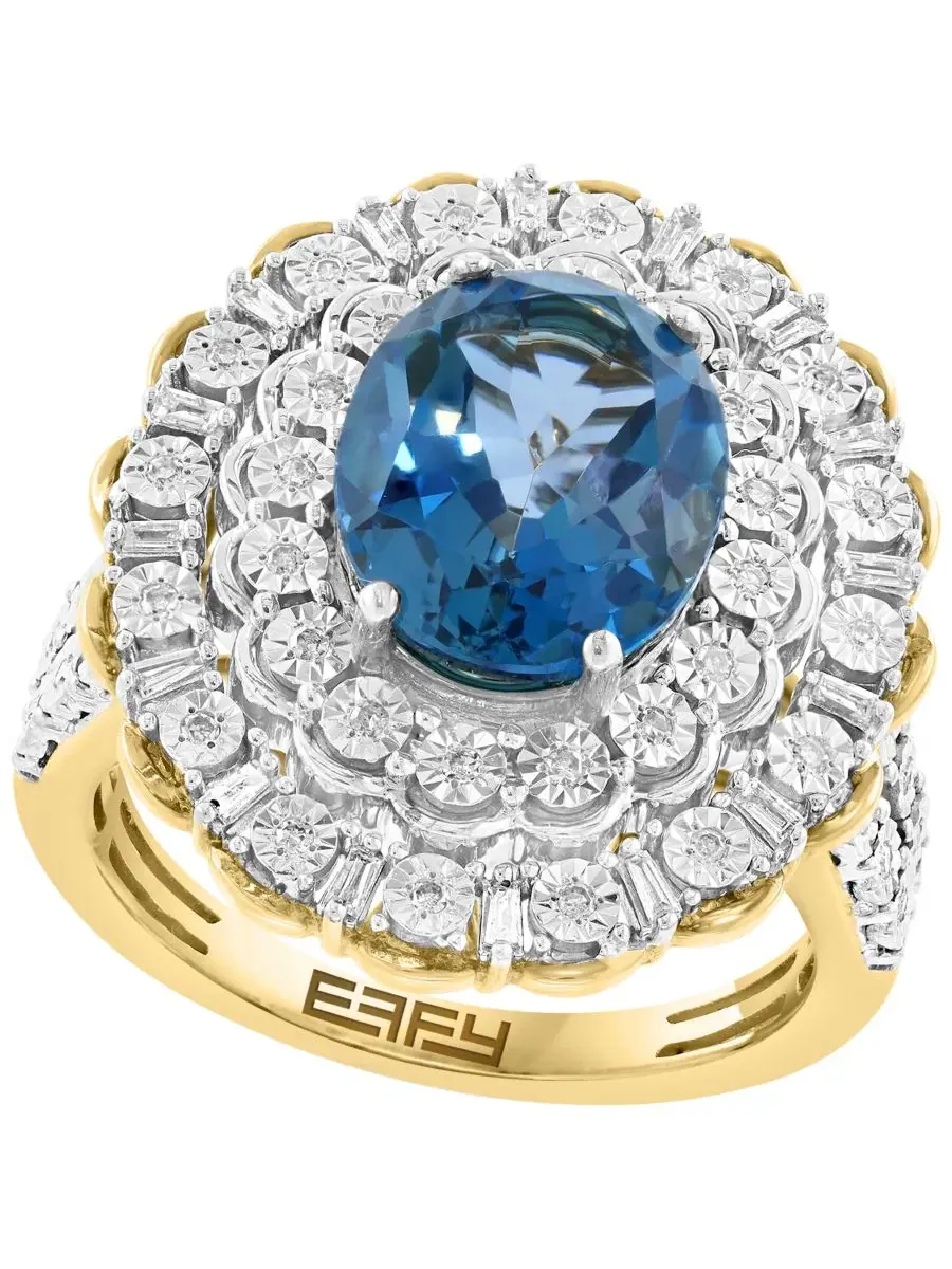 Кольцо с лондонским голубым топазом и бриллиантами, 4-1/4 ct. t.w. EFFY Collection
