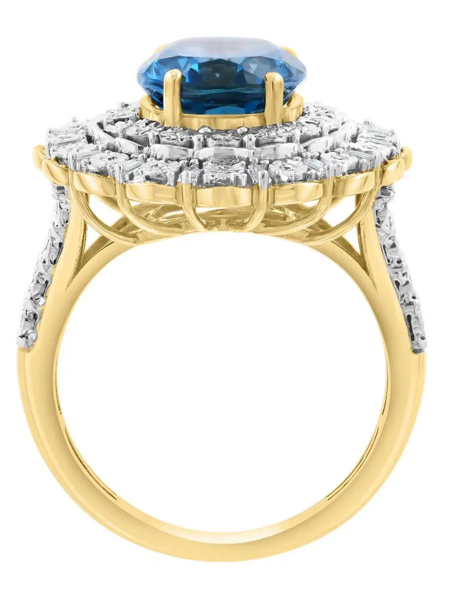 Кольцо с лондонским голубым топазом и бриллиантами, 4-1/4 ct. t.w. EFFY Collection — изображение 2 из 4