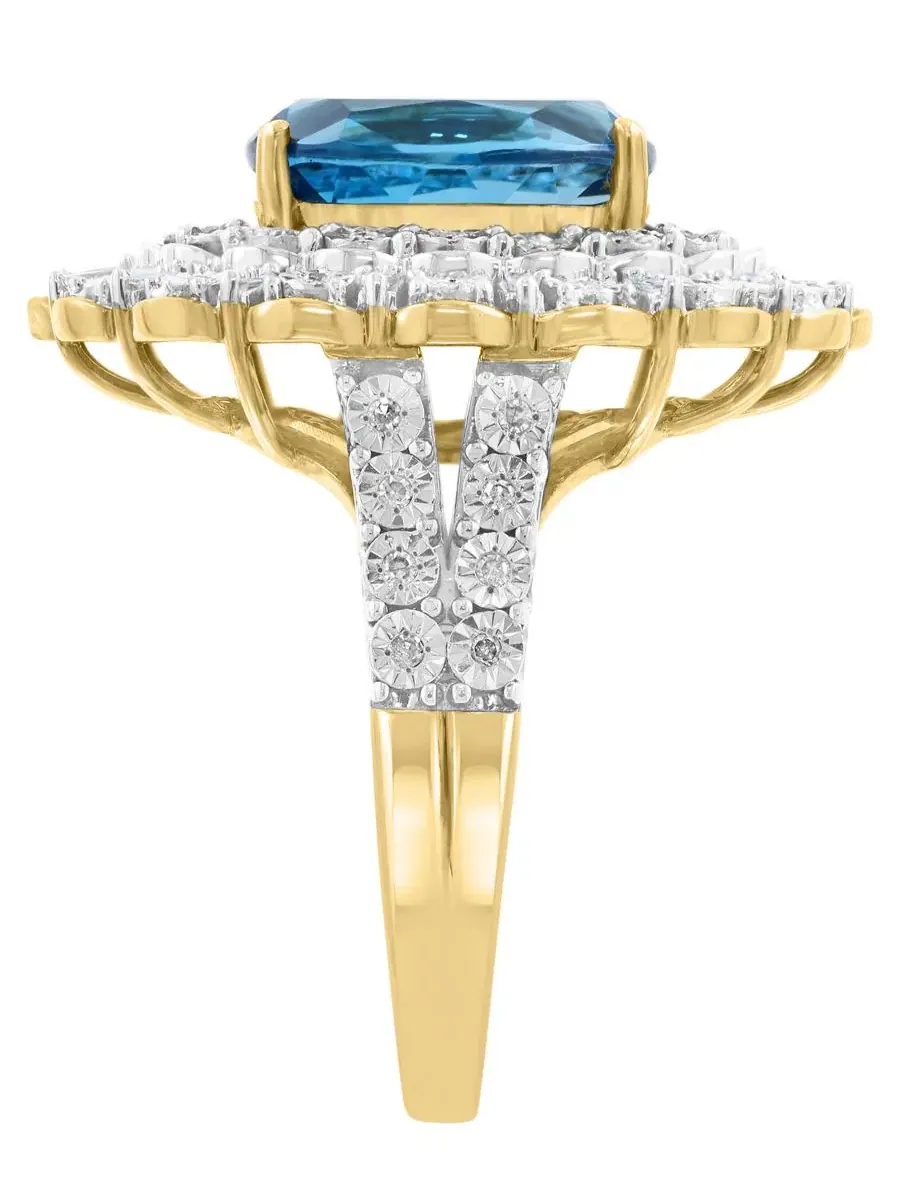 Кольцо с лондонским голубым топазом и бриллиантами, 4-1/4 ct. t.w. EFFY Collection — изображение 3 из 4