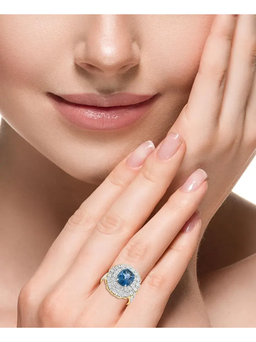 Кольцо с лондонским голубым топазом и бриллиантами, 4-1/4 ct. t.w. EFFY Collection — изображение 4 из 4