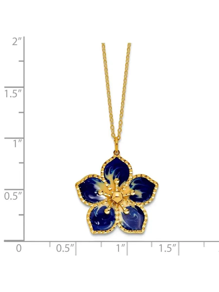 Кулон-подвеска из желтого золота 14K с эмалью Navy и текстурой плюмерии, 45 см Curata Jewelry — изображение 2 из 7