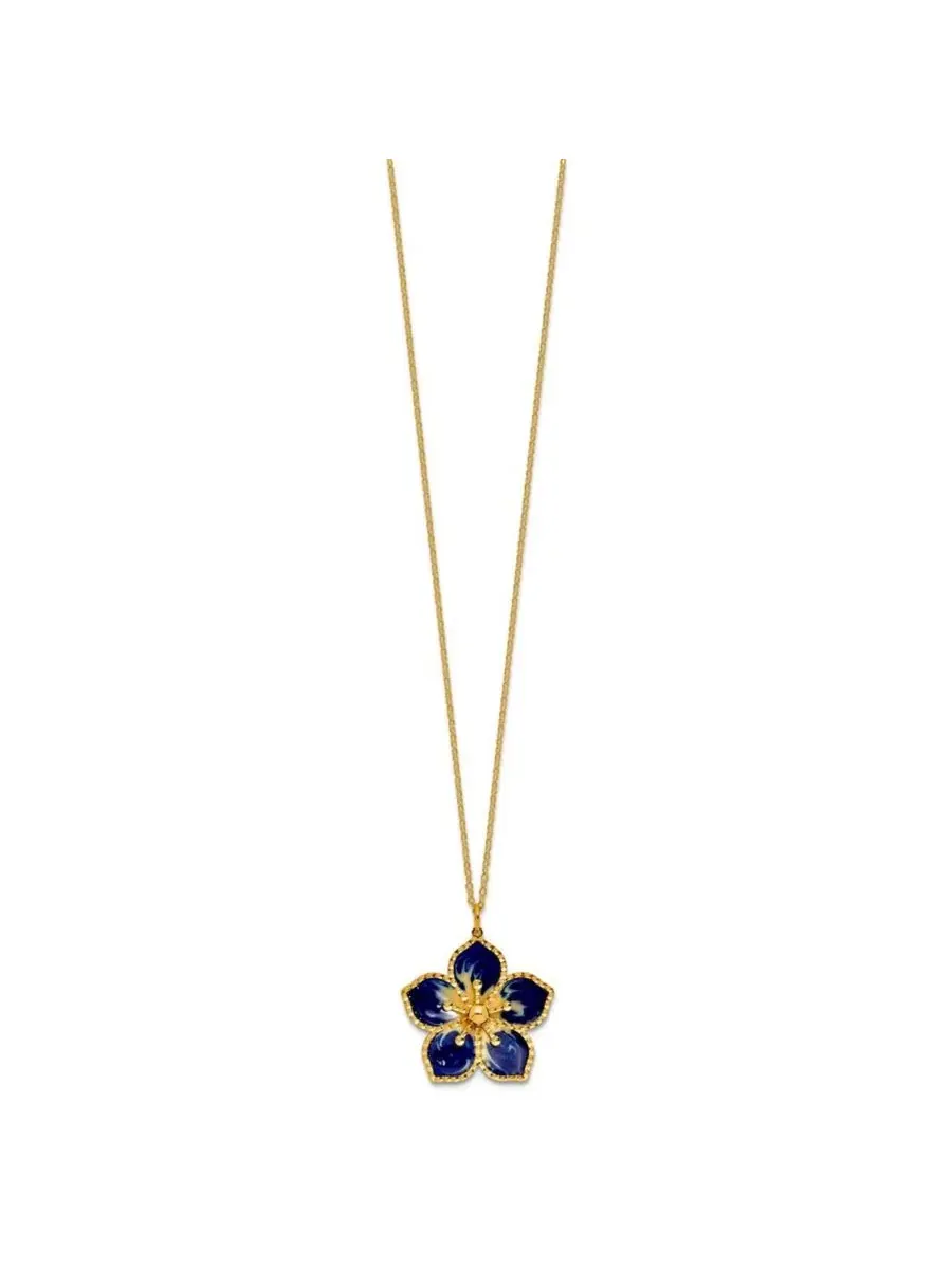 Кулон-подвеска из желтого золота 14K с эмалью Navy и текстурой плюмерии, 45 см Curata Jewelry — изображение 3 из 7