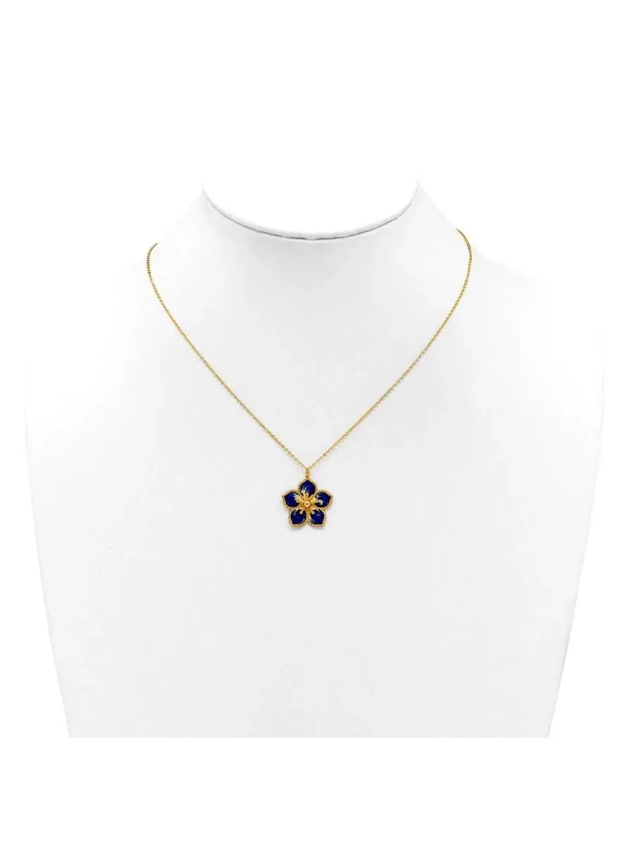 Кулон-подвеска из желтого золота 14K с эмалью Navy и текстурой плюмерии, 45 см Curata Jewelry — изображение 4 из 7