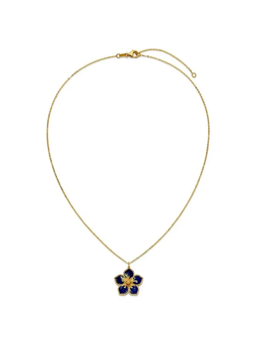 Кулон-подвеска из желтого золота 14K с эмалью Navy и текстурой плюмерии, 45 см Curata Jewelry — изображение 5 из 7