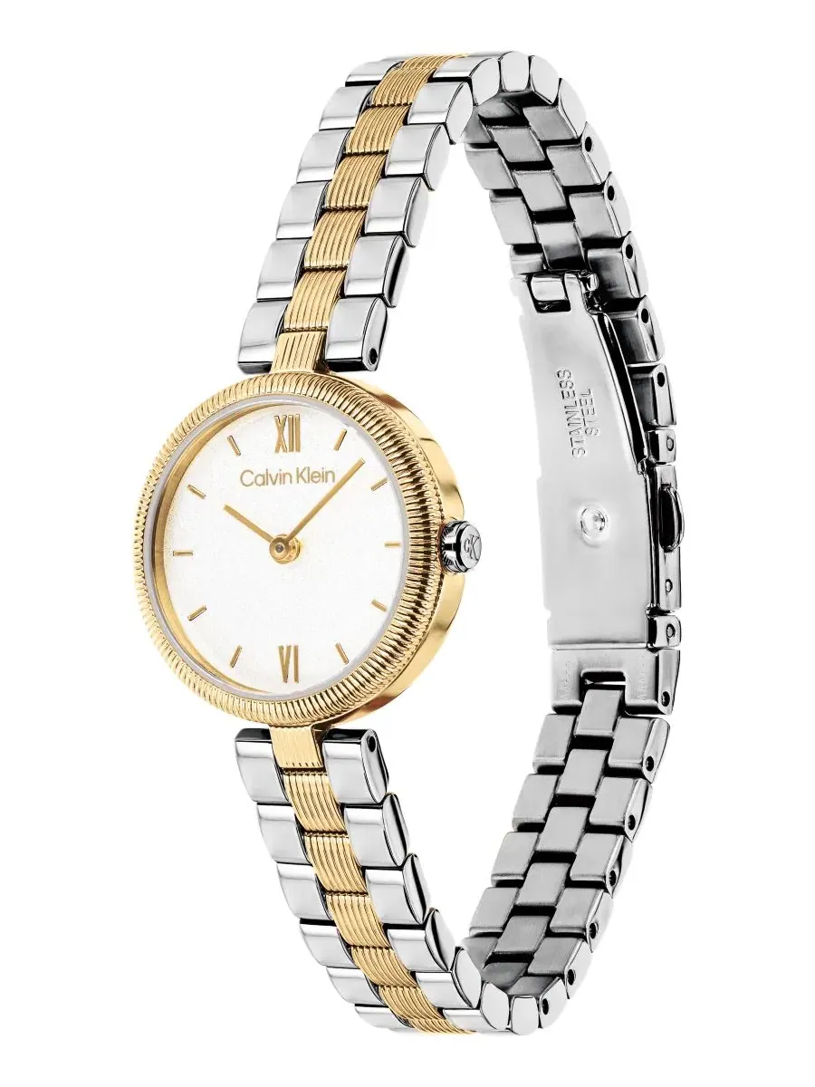Женские часы Gleam Two-Tone Stainless Steel Bracelet Watch 24mm Calvin Klein — изображение 2 из 5, оттенок белый
