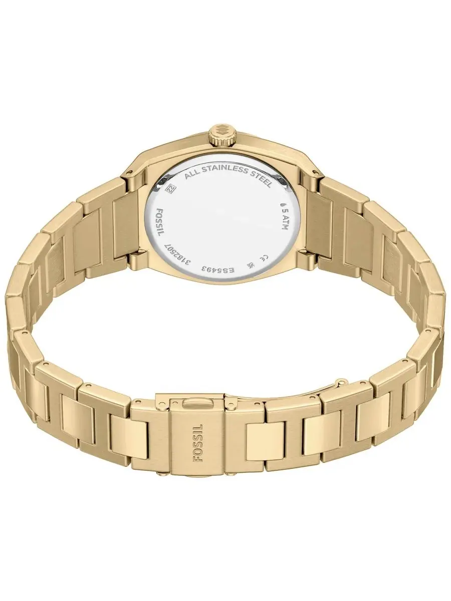 Женские часы Everett Three-Hand из стали с золотистым покрытием, 27 мм Fossil — изображение 4 из 5, оттенок золото