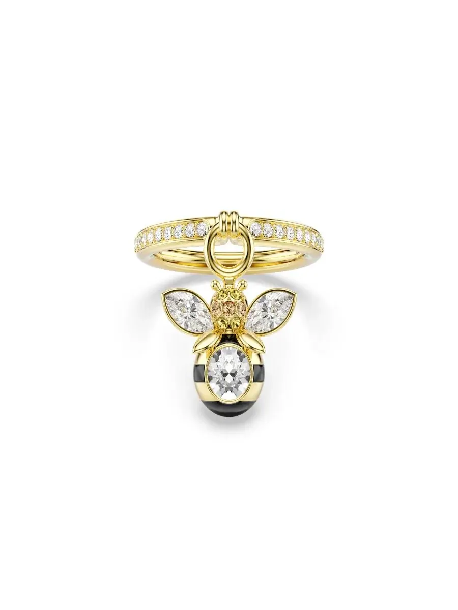 Кольцо-пчела с кристаллами Swarovski — изображение 1 из 6, оттенок золото