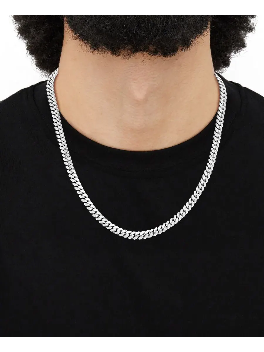 Серебряное колье с цепью Cuban Italian Silver — изображение 3 из 3, оттенок серебристый