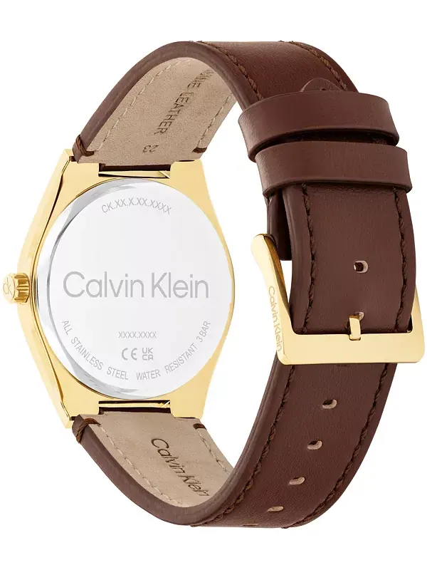 Мужские часы CK Motion с коричневым кожаным ремешком, 39 мм Calvin Klein — изображение 3 из 4, оттенок коричневый