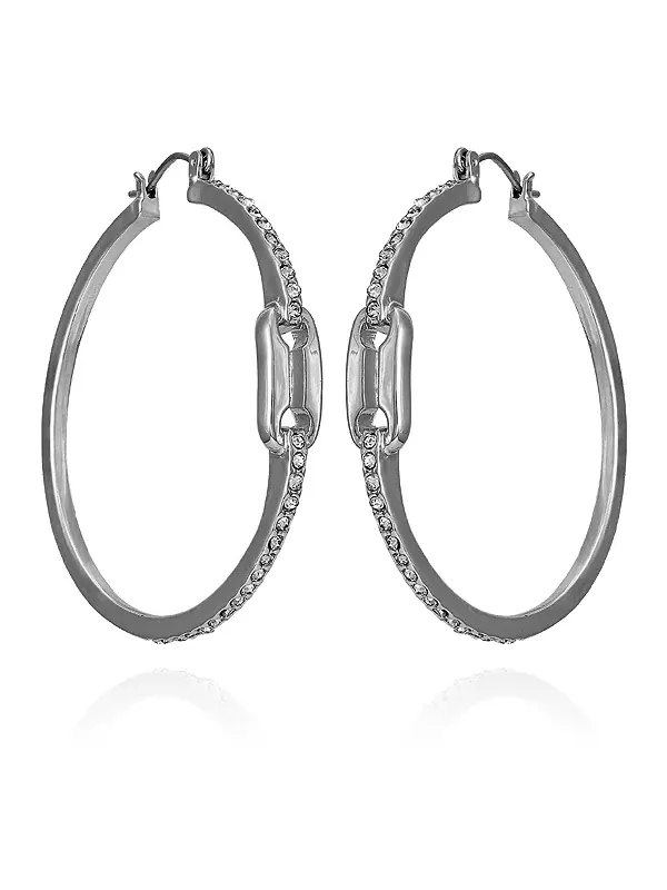 Серьги-Кольца с серебристыми камнями и стеклянными вставками Vince Camuto