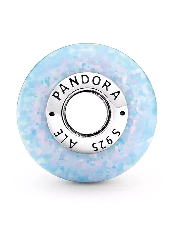 Серебряный опаловый шарм цвета морской волны Pandora — изображение 4 из 4, оттенок синий