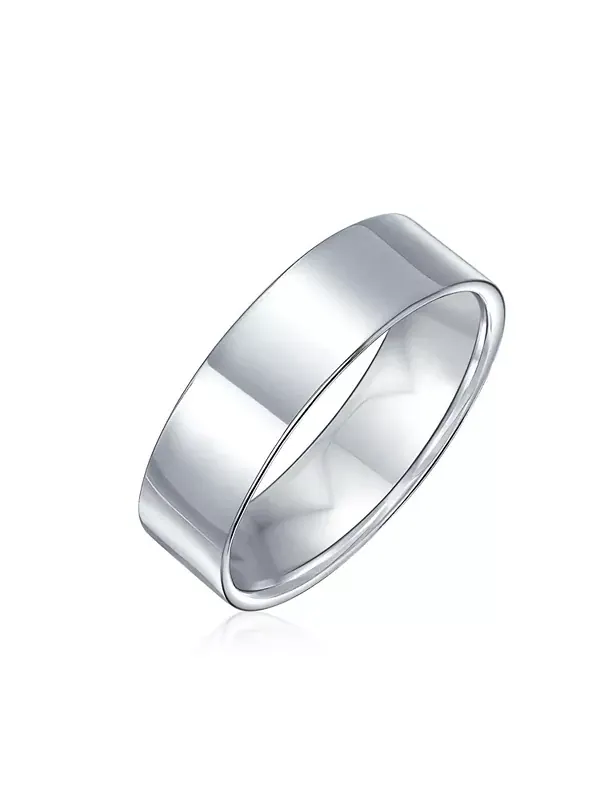 Минималистичное простое плоское кольцо из серебра 925 пробы, ширина 6 мм Bling Jewelry — изображение 1 из 4