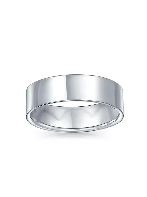 Минималистичное простое плоское кольцо из серебра 925 пробы, ширина 6 мм Bling Jewelry — изображение 2 из 4