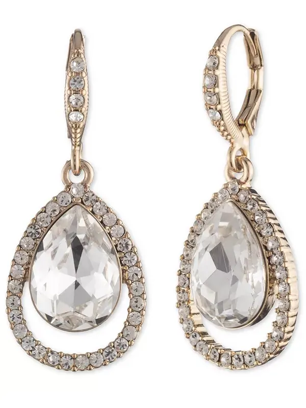 Серьги-Капли из стекла и камней в форме груши Givenchy — изображение 1 из 2, оттенок белый